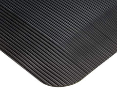 Wearwell - 75' Long x 3' Wide, Dry Environment, Anti-Fatigue Matting - Black, Vinyl with Vinyl Sponge Base, Beveled on 4 Sides - Eagle Tool & Supply