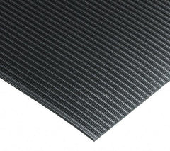 Wearwell - 75 Ft. Long x 3 Ft. Wide x 3/8 Inch Thick, Vinyl, Ribbed Surface Switchboard Matting - 40,000 V Max Dielectric Strength, 26,500 V Max Recommended Use, Black - Eagle Tool & Supply