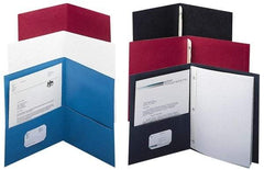 UNIVERSAL - 11" Long x 8-1/2" Wide Leatherette Two-Pocket Portfolios - White - Eagle Tool & Supply