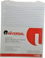 UNIVERSAL - 50 Sheet, 8-1/2 x 11", Glue Top Ruled Writing Pad - White - Eagle Tool & Supply