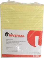 UNIVERSAL - 50 Sheet, 8-1/2 x 11", Glue Top Ruled Writing Pad - Canary - Eagle Tool & Supply