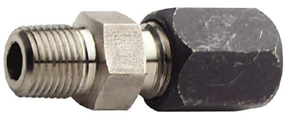 Made in USA - 5/8" OD, Grade 316Stainless Steel Male Connector - 15/16" Hex, Comp x MPT Ends - Eagle Tool & Supply