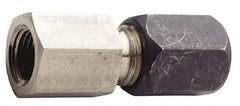 Made in USA - 3/8" OD, Grade 316Stainless Steel Female Connector - -75 to 750°F, 3/4" Hex, Comp x FNPT Ends - Eagle Tool & Supply
