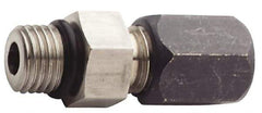 Made in USA - 3/4" OD, Grade 316Stainless Steel Male Connector - 1-1/8" Hex, Comp x Straight Thread O-Ring Ends - Eagle Tool & Supply
