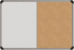 UNIVERSAL - 24" Wide x 18" High Dry Erase Combination Cork Bulletin Board - Melamine, Natural & White - Eagle Tool & Supply