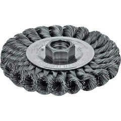 Weiler - 6" OD, 5/8" Arbor Hole, Crimped Steel Wheel Brush - 3/4" Face Width, 1-7/16" Trim Length, 0.014" Filament Diam, 6,000 RPM - Eagle Tool & Supply