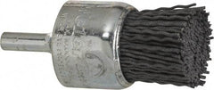 Weiler - 120 Grit, 1" Brush Diam, Crimped, End Brush - Fine Grade, 1/4" Diam Shank, 10,000 Max RPM - Eagle Tool & Supply