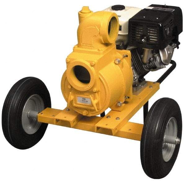 American Machine & Tool - 13.0 HP, 3,600 RPM, 4 Port Size, 2 Solids Handling, Honda OHV, Self Priming Engine Pump - Aluminum, 6.9 Quart Tank Size, Buna-N and Silicon Carbide Shaft Seal, Stainless Steel Shaft Sleeve - Eagle Tool & Supply