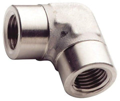 Made in USA - 3/8" Grade 316 Stainless Steel Pipe 90° Female Elbow - FNPTF x FNPTF End Connections - Eagle Tool & Supply