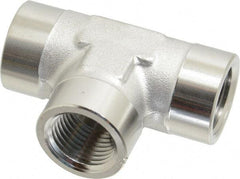 Made in USA - 3/4" Grade 316 Stainless Steel Pipe Tee - FNPT End Connections, 3,000 psi - Eagle Tool & Supply