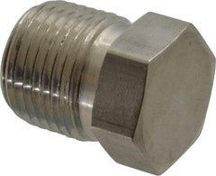 Made in USA - 3/8" Grade 316 Stainless Steel Pipe Hex Head Plug - MNPTF End Connections - Eagle Tool & Supply