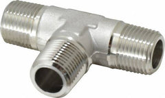 Made in USA - 3/8" Grade 316 Stainless Steel Pipe Tee - MNPTF x MNPTF x MNPTF End Connections - Eagle Tool & Supply