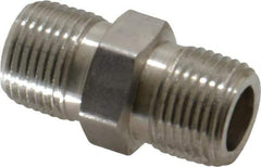 Made in USA - 3/8" Grade 316 Stainless Steel Pipe Hex Nipple - MNPTF x MNPTF End Connections - Eagle Tool & Supply