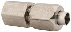 Made in USA - 3/8" Tube OD, 37° Stainless Steel Flared Tube Female Connector - 1/4-18 NPTF, Flare x FNPT Ends - Eagle Tool & Supply
