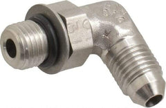 Made in USA - 3/4" Tube OD, 37° Stainless Steel Flared Tube Straight Thread Elbow - 3/4-16 UNF, Flared to Male SAE O-Ring Ends - Eagle Tool & Supply