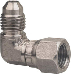Made in USA - 3/4" Tube OD, 37° Stainless Steel Flared Tube Female Elbow - 1-1/16-12 UNF, Flared to Female JIC Swivel , 90° Ends - Eagle Tool & Supply