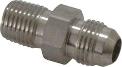Made in USA - 3/8" Tube OD, 37° Stainless Steel Flared Tube Male Connector - 1/4-18 NPTF, Flare x MNPTF Ends - Eagle Tool & Supply