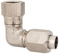 Made in USA - 3/8" Tube OD, 37° Stainless Steel Flared Tube Male Elbow - 9/16-18 UNF, Flared to Female JIC Swivel, 90° Ends - Eagle Tool & Supply