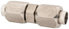 Made in USA - 3/8" Tube OD, 37° Stainless Steel Flared Tube Union - 9/16-18 UNF, Flare x Flare Ends - Eagle Tool & Supply