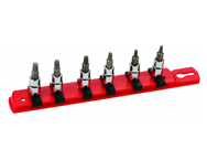 6 Piece - T10 - T30 on Rail - 1/4" Square Drive with 1/4" Replaceable Hex Bit - Torx Bit Socket Set - Eagle Tool & Supply