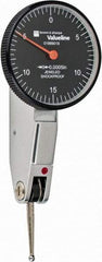 TESA Brown & Sharpe - 0.03 Inch Range, Horizontal Dial Test Indicator - 1.26 Inch Black Dial, 0-15-0 Dial Reading - Eagle Tool & Supply