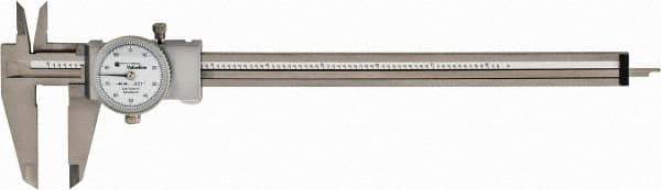 TESA Brown & Sharpe - 0" to 8" Range, 0.001" Graduation, 0.1" per Revolution, Dial Caliper - White Face, 1.9" Jaw Length, Accurate to 0.02mm/0.03mm - Eagle Tool & Supply