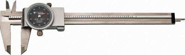 TESA Brown & Sharpe - 0" to 6" Range, 0.001" Graduation, 0.1" per Revolution, Dial Caliper - Black Face, 1.5" Jaw Length, Accurate to 0.02mm/0.03mm - Eagle Tool & Supply