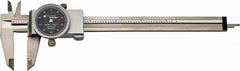 TESA Brown & Sharpe - 0" to 6" Range, 0.001" Graduation, 0.1" per Revolution, Dial Caliper - Black Face, 1.5" Jaw Length, Accurate to 0.02mm/0.03mm - Eagle Tool & Supply