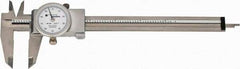 TESA Brown & Sharpe - 0" to 6" Range, 0.001" Graduation, 0.1" per Revolution, Dial Caliper - White Face, 1.5" Jaw Length, Accurate to 0.02mm/0.03mm - Eagle Tool & Supply