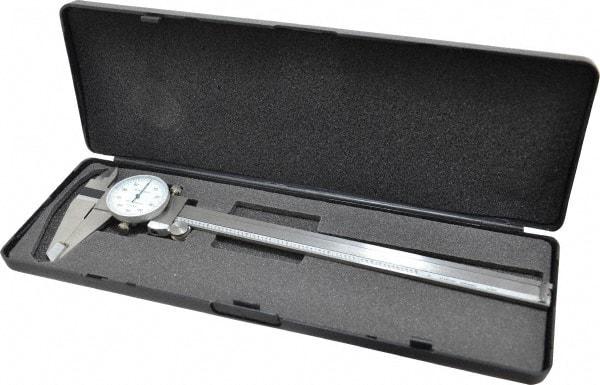 Value Collection - 0" to 8" Range, 0.001" Graduation, 0.1" per Revolution, Dial Caliper - White Face - Eagle Tool & Supply