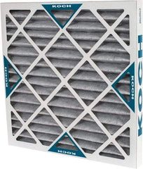 Made in USA - 20" Noml Height x 20" Noml Width x 2" Noml Depth, 70% Capture Efficiency, Wire-Backed Pleated Air Filter - MERV 8, Cotton/Polyester & Activated Carbon, Integrated Beverage Board Frame, 500 Max FPM, 1,400 CFM, For Any Unit - Eagle Tool & Supply