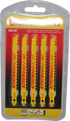 Starrett - 4" Long, 6 Teeth per Inch, Bi-Metal Jig Saw Blade - Toothed Edge, 5/16" Wide x 0.05" Thick, U-Shank, Alternate Tooth Set - Eagle Tool & Supply