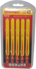 Starrett - 5" Long, 18 Teeth per Inch, Bi-Metal Jig Saw Blade - Toothed Edge, 3/8" Wide x 0.04" Thick, U-Shank, Wavy Tooth Set - Eagle Tool & Supply