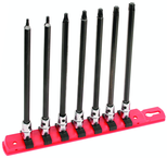 7 Piece - T10; T15; T20; T25; T27; T30; T40 - 6" OAL - 1/4" Drive Torx Bit Socket Set - Eagle Tool & Supply
