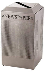 Rubbermaid - 29 Gal Silver Square Recycling Container - Steel, 32-3/8" High x 18-1/2" Long x 18-1/2" Wide - Eagle Tool & Supply