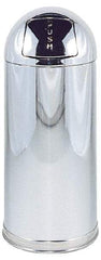 Rubbermaid - 15 Qt Round Trash Can - 36 Inch High, 15 Inch Diameter, Chrome, Steel, Dome Top Style, Includes Lid - Eagle Tool & Supply