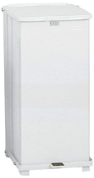 Rubbermaid - 24 Gal Square Unlabeled Trash Can - 30" High x 15" Long x 15" Wide, White, Steel - Eagle Tool & Supply