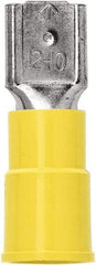 3M - 12 to 10 AWG, Vinyl, Partially Insulated, Female Wire Disconnect - 1/4 Inch Wide Tab, Yellow, RoHS 2011/65/EU Compliant - Eagle Tool & Supply