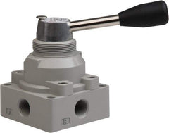 Value Collection - 3/8" NPT Manual Mechanical Valve - 4-Way, 2 Position with L Cock Device, 0.976 CV Rate & 127.98 Max psi - Eagle Tool & Supply