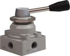 Value Collection - 3/8" NPT Manual Mechanical Valve - 4-Way, 3 Position with I Panel Nut, 0.976 CV Rate & 127.98 Max psi - Eagle Tool & Supply