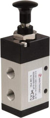 Value Collection - 1/8" NPT Mechanically Operated Air Valve - 3 Way, 2 Position, Push-Pull/Manual, 0.76 CV Rate & 127.98 Max psi - Eagle Tool & Supply