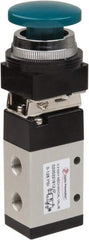 Value Collection - 1/8" NPT Mechanically Operated Air Valve - 3 Way, 2 Position, Palm Button/Spring, 0.76 CV Rate & 127.98 Max psi - Eagle Tool & Supply