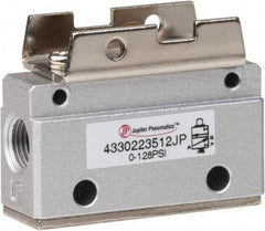 Value Collection - 1/8" NPT Mechanically Operated Air Valve - 3 Way, 2 Position, Cam Stem/Spring, 0.1 CV Rate & 127.98 Max psi - Eagle Tool & Supply