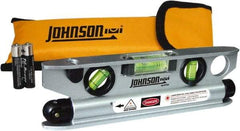 Johnson Level & Tool - 1 Beam 100' Max Range Torpedo Laser Level - Red Beam, 1/8" at 50' Accuracy, 7-1/2" Long x 2" Wide x 3/4" High, Battery Included - Eagle Tool & Supply