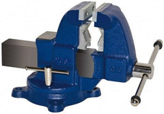 Yost Vises - 5" Jaw Width x 7-1/2" Jaw Opening Capacity, 6" Throat Depth, Bench & Pipe Combination Vise - 1/8 to 4-1/2" Pipe Capacity, Swivel Base, Bolt Down Attachment, Ductile Iron - Eagle Tool & Supply