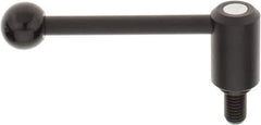 KIPP - 5/8-11, 1.3" Hub Diam, Steel Threaded Stud Adjustable Tension Lever with 0° Handle - 0.98" Stud Length, 5.3" OAL, 1.85" High - Eagle Tool & Supply