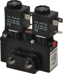 ARO/Ingersoll-Rand - 1/8" Inlet x 1/8" Outlet, Solenoid Actuator, Solenoid Return, 2 Position, Body Ported Solenoid Air Valve - 120 VAC Input, 32 CFM, 0.9 CV, 4 Way, 150 psi, 3-1/2" Long x 1-15/16" Wide x 3-1/4" High, 0 to 180°F - Eagle Tool & Supply