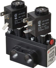 ARO/Ingersoll-Rand - 1/4" Inlet x 1/4" Outlet, Solenoid Actuator, Solenoid Return, 2 Position, Body Ported Solenoid Air Valve - 120 VAC Input, 54 CFM, 1.5 CV, 4 Way, 150 psi, 3-31/32" Long x 1-15/16" Wide x 3-1/4" High, 0 to 180°F - Eagle Tool & Supply