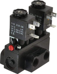 ARO/Ingersoll-Rand - 1/4" Inlet x 1/4" Outlet, Solenoid Actuator, Solenoid Return, 3 Position, Body Ported Solenoid Air Valve - 24 VDC Input, 32 CFM, 0.9 CV, 4 Way, 150 psi, 2-15/16" Long x 1-15/16" Wide x 1-13/16" High, 0 to 180°F - Eagle Tool & Supply