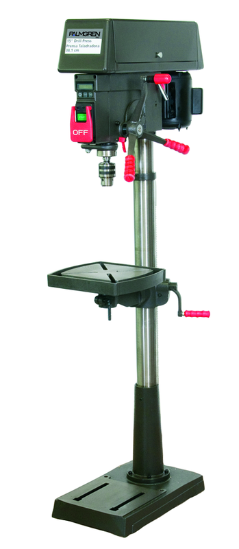 15" HD Floor Model Drill Press; Step Pulley; 16 Speeds; 1/2HP 120/240V Motor; 204lbs. - Eagle Tool & Supply